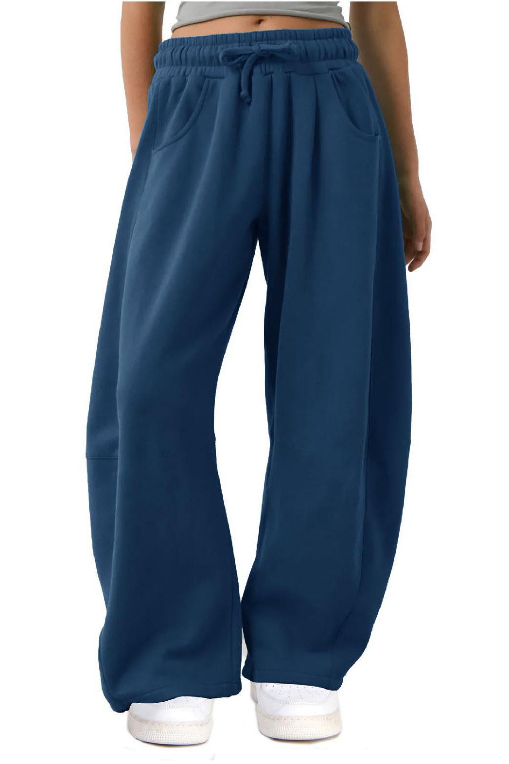 Fleece Baggy Barrel Leg Fit Mid Rise Sweatpants