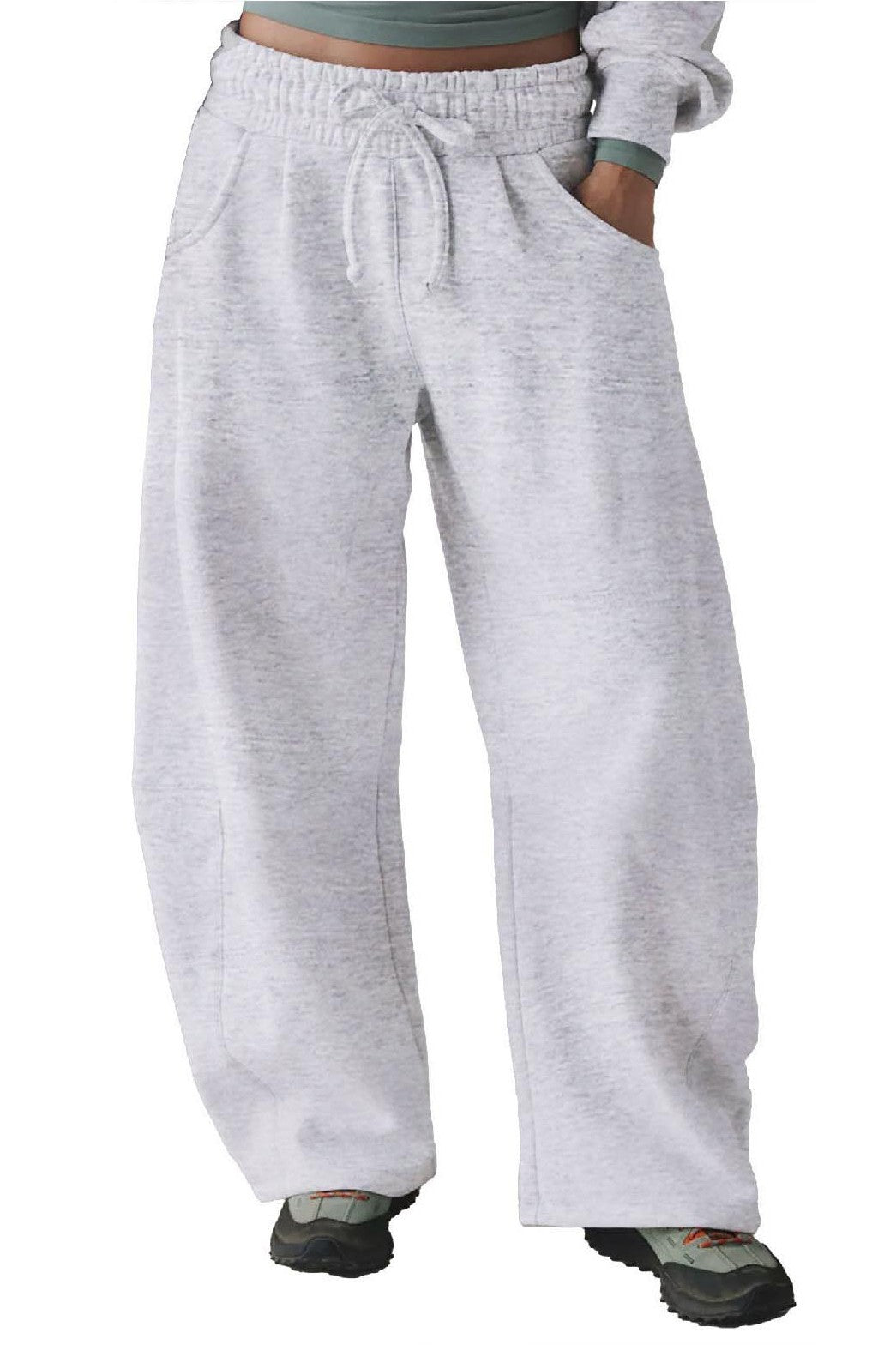 Fleece Baggy Barrel Leg Fit Mid Rise Sweatpants