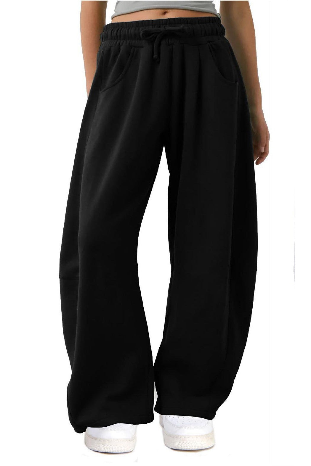 Fleece Baggy Barrel Leg Fit Mid Rise Sweatpants